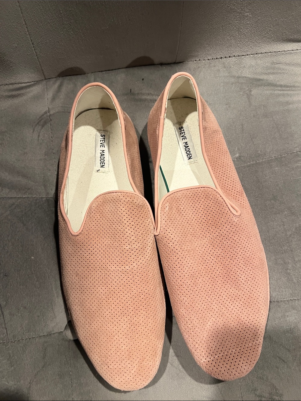 Steve Madden Men’s Perforated Slip-On Loafers in Dusty Pink